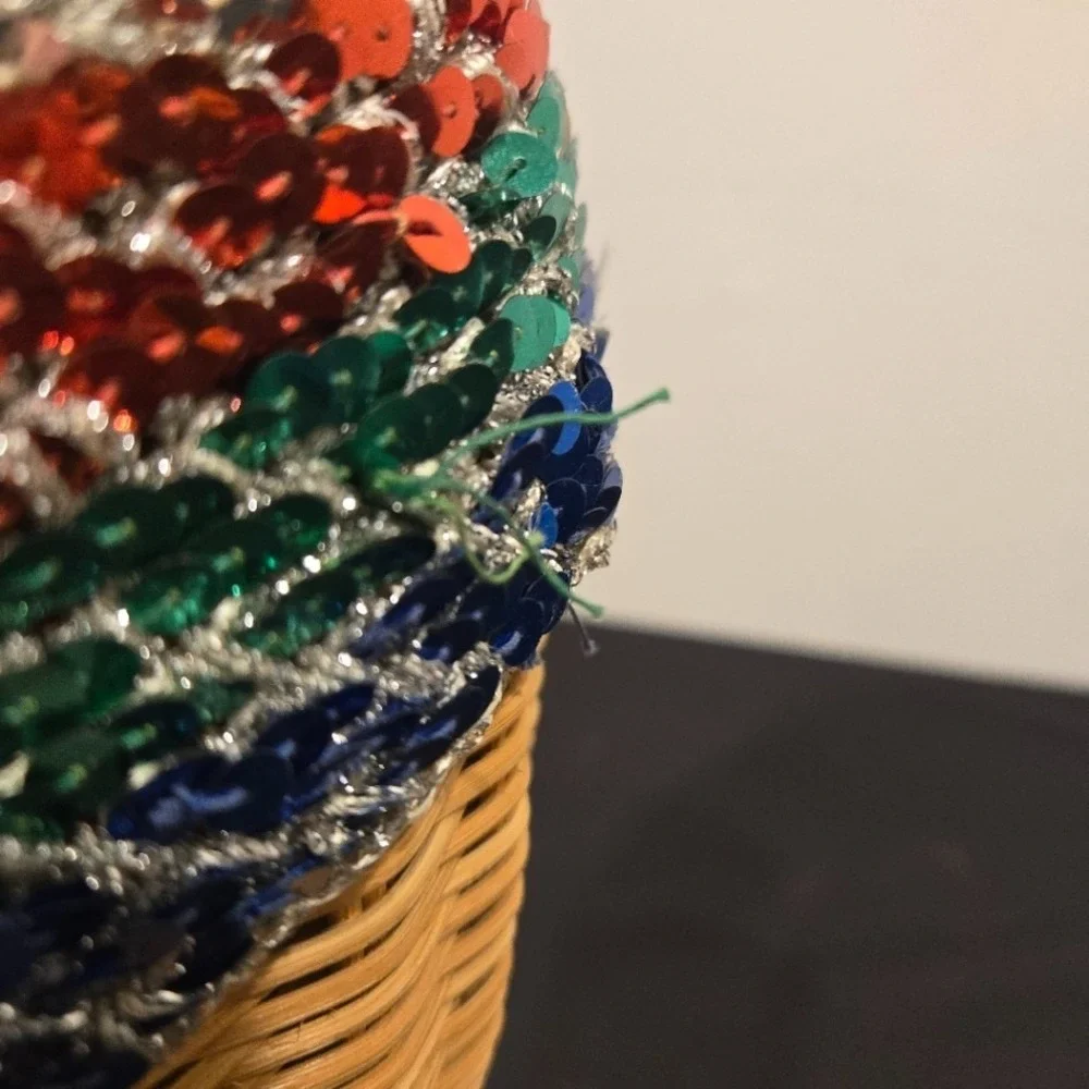Vtg 70s Halston  Crocheted Sequin Disco Skull Cap